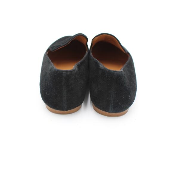 J Crew Suede Loafer Womens 7.5 Black Leather Minimalist Ballet Flat Slip On Shoe - Picture 4 of 9